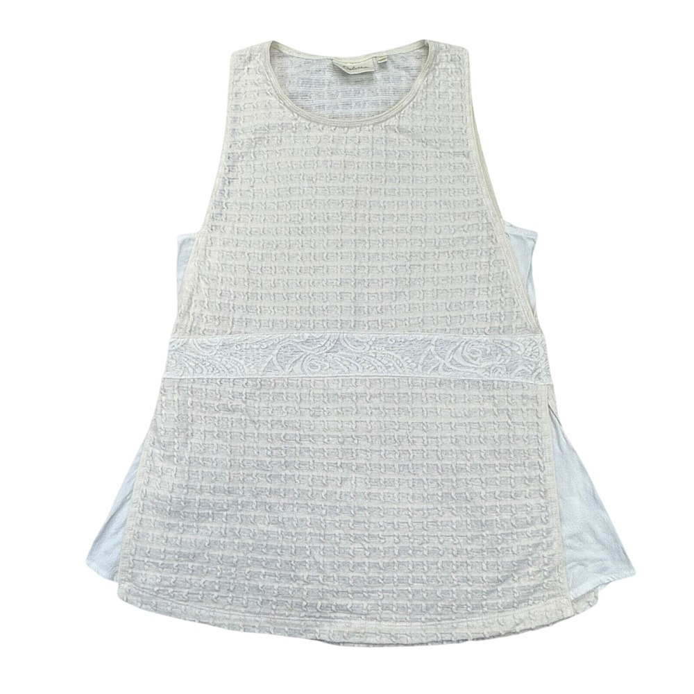 Deletta Anthropologie Ivory Textured Lace Empire Waist Sleeveless Top XS